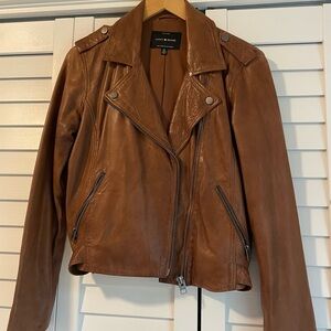 Lucky Brand Brown Leather Biker Jacket